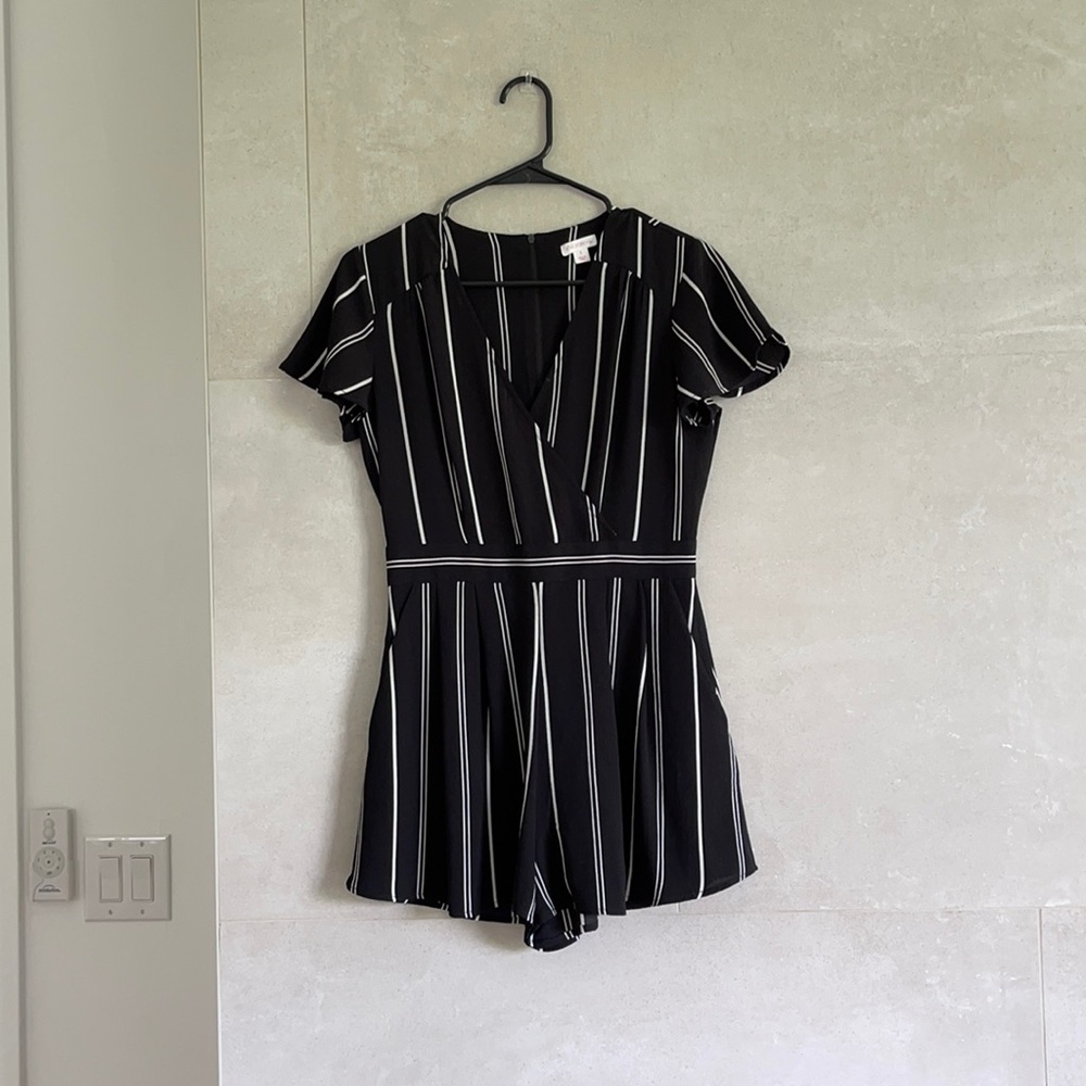 Black striped romper